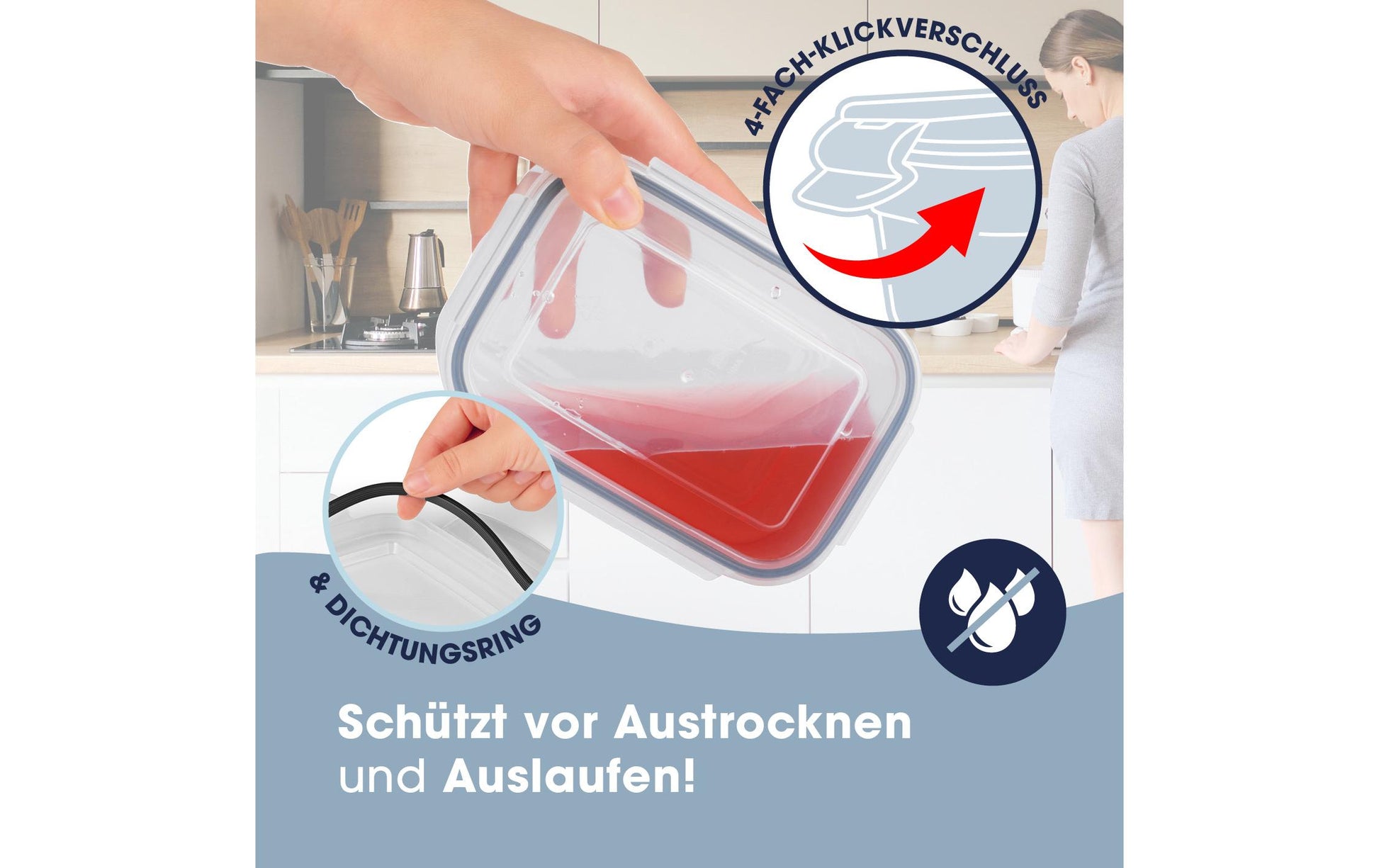 Gourmetmaxx Vorratsdose 4 l, 21 × 25 × 14,5 cm, Polypropylen (PP)/Silikon, 12-teilig (4 Dosen)