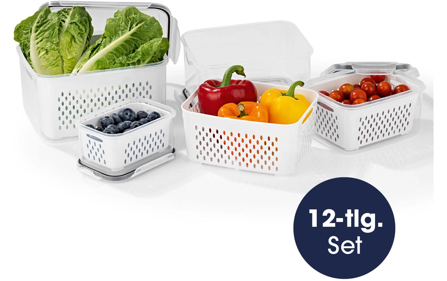 Gourmetmaxx Vorratsdose 4 l, 21 × 25 × 14,5 cm, Polypropylen (PP)/Silikon, 12-teilig (4 Dosen)