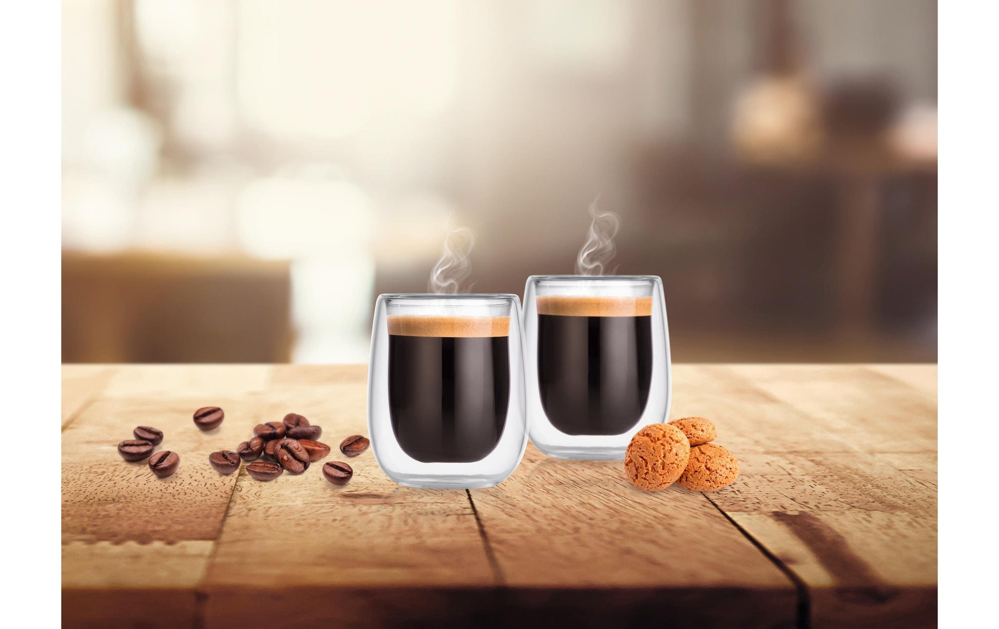 Gourmetmaxx Espressotasse – 4er Set, 80 ml, 3,5 × 5,5 × 6,5 cm, Borosilikatglas, Transparent, doppelwandig