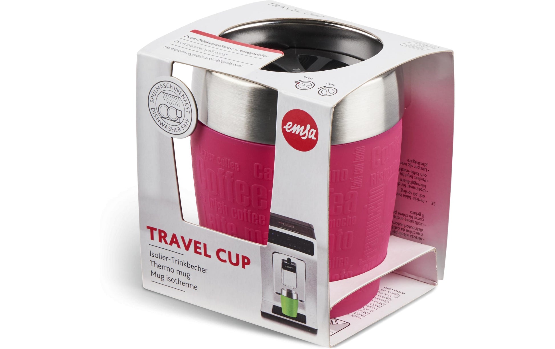 EMSA Travel Cup Thermobecher 200 ml – doppelwandig, Schraubdeckel, Edelstahl