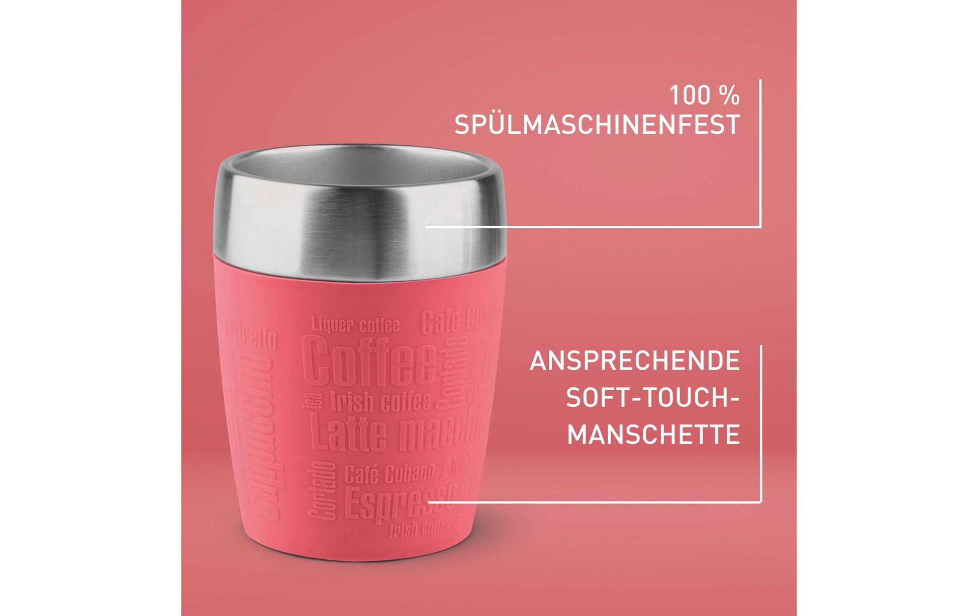 EMSA Travel Cup Thermobecher 200 ml – doppelwandig, Schraubdeckel, Edelstahl
