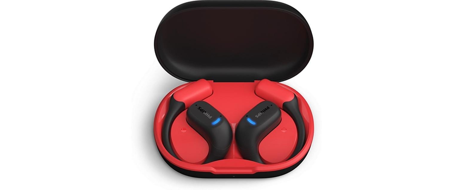 Philips TAA6709BK – Ohrbügel-Kopfhörer – Bluetooth 5.3, IP65, Ladeschale – Rot – bis 28 h