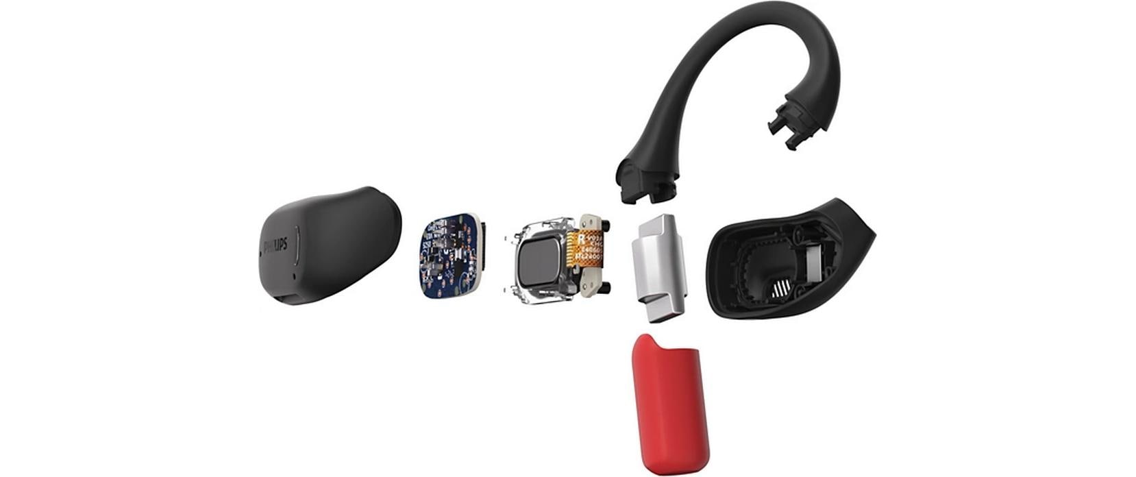Philips TAA6709BK – Ohrbügel-Kopfhörer – Bluetooth 5.3, IP65, Ladeschale – Rot – bis 28 h