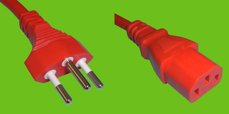 Diggelmann Netzkabel – T12–IEC C13, 2,5 m, 250 V/10 A, Rot