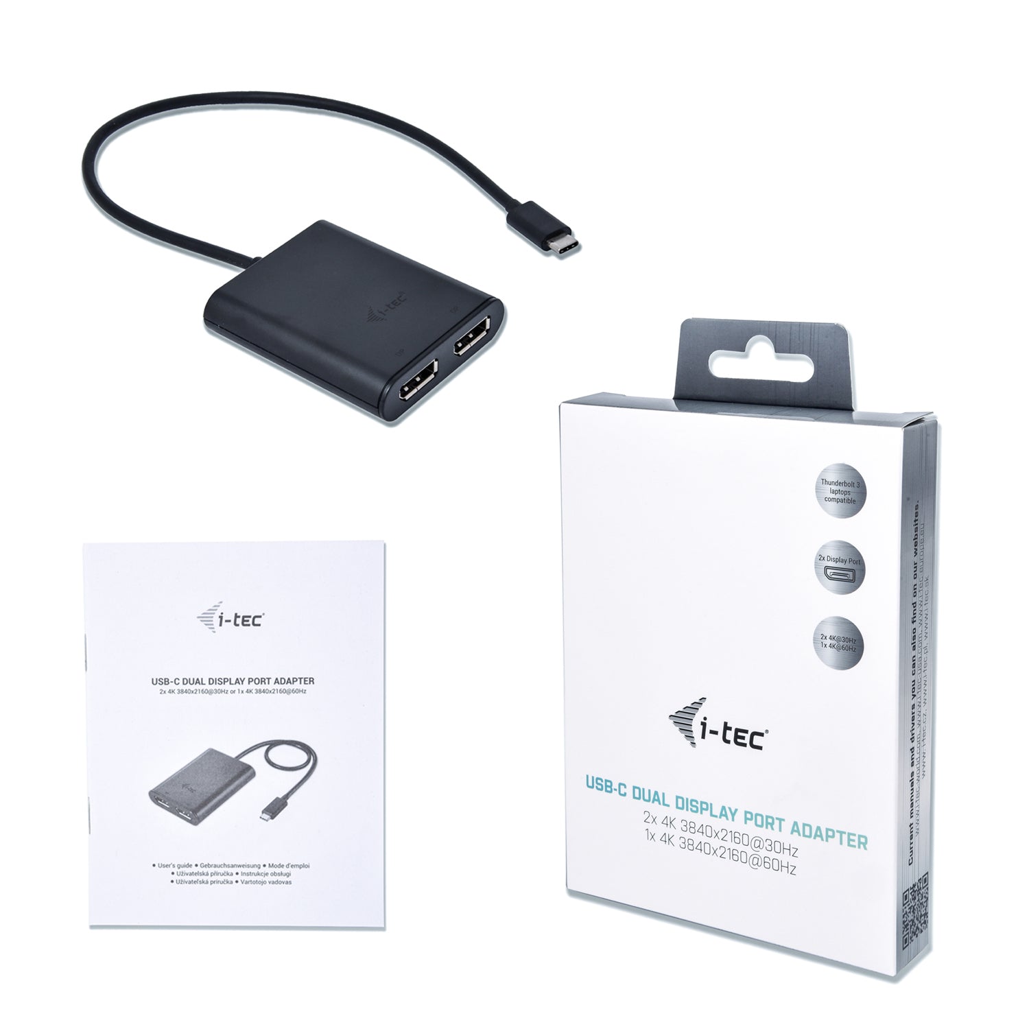 i-tec USB-C zu 2× DisplayPort Adapter – 4K (3840 × 2160), 0,3 m – für Windows/Mac/Linux
