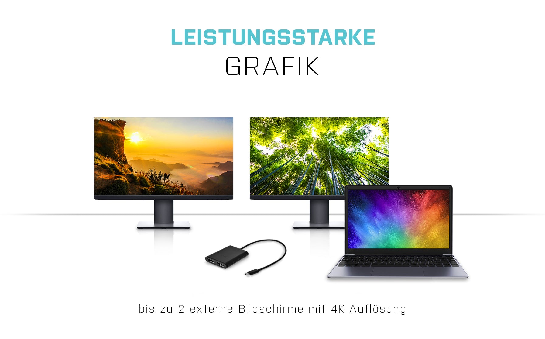 i-tec USB-C zu 2× DisplayPort Adapter – 4K (3840 × 2160), 0,3 m – für Windows/Mac/Linux