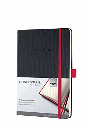 Sigel Notizbuch A5, liniert, Fadenheftung, 194 Seiten, 80 g/m² – schwarz