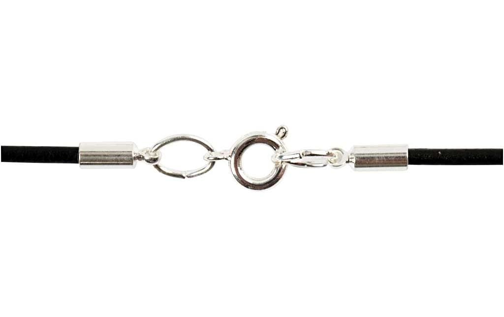 Creativ Company Schmuck-Set – Verschlussset – Leder, schwarz, silber – 1 Stück