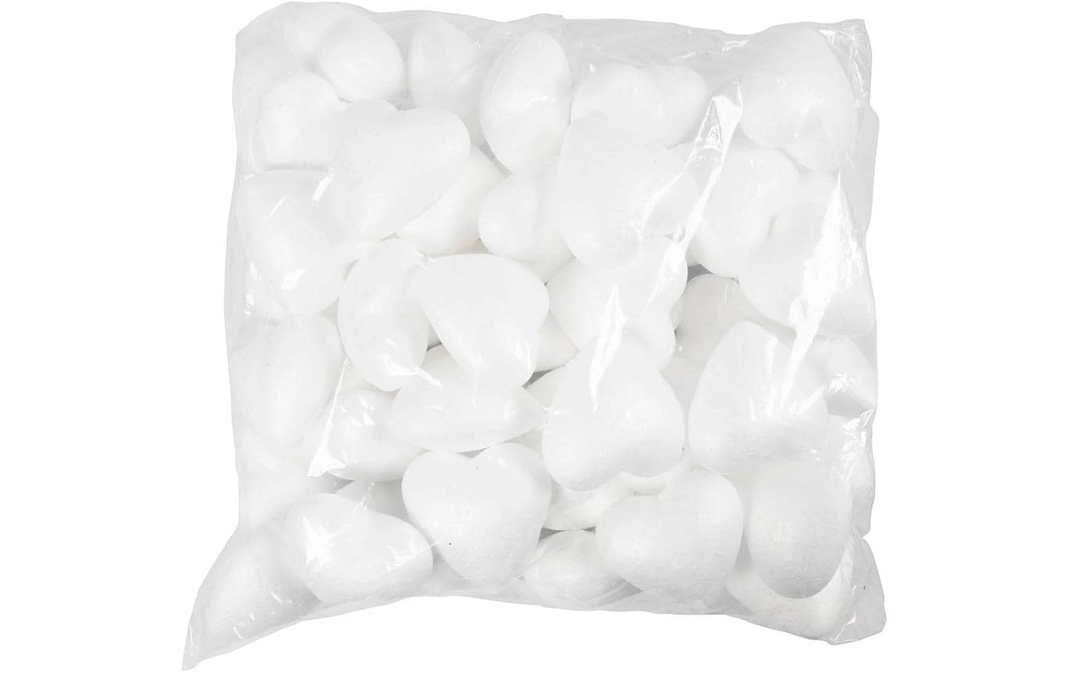 Creativ Company Styroporherz, Polystyrol, Weiss, 8 × 8 × 4,5 cm, 50 Stk.