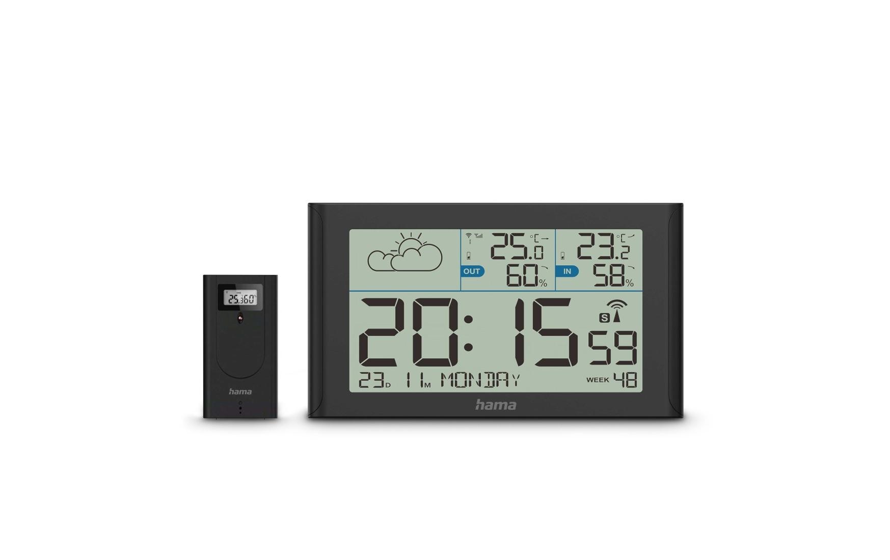 Hama Sylt – Wetterstation, innen/aussen, Hygrometer & Thermometer, inkl. Aussensensor – schwarz