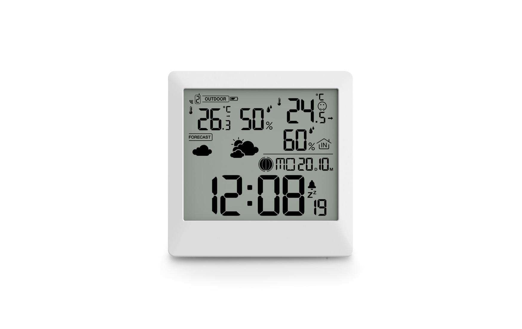 Hama Palawan – Wetterstation, innen/aussen, Hygrometer & Thermometer, inkl. Aussensensor – Weiss