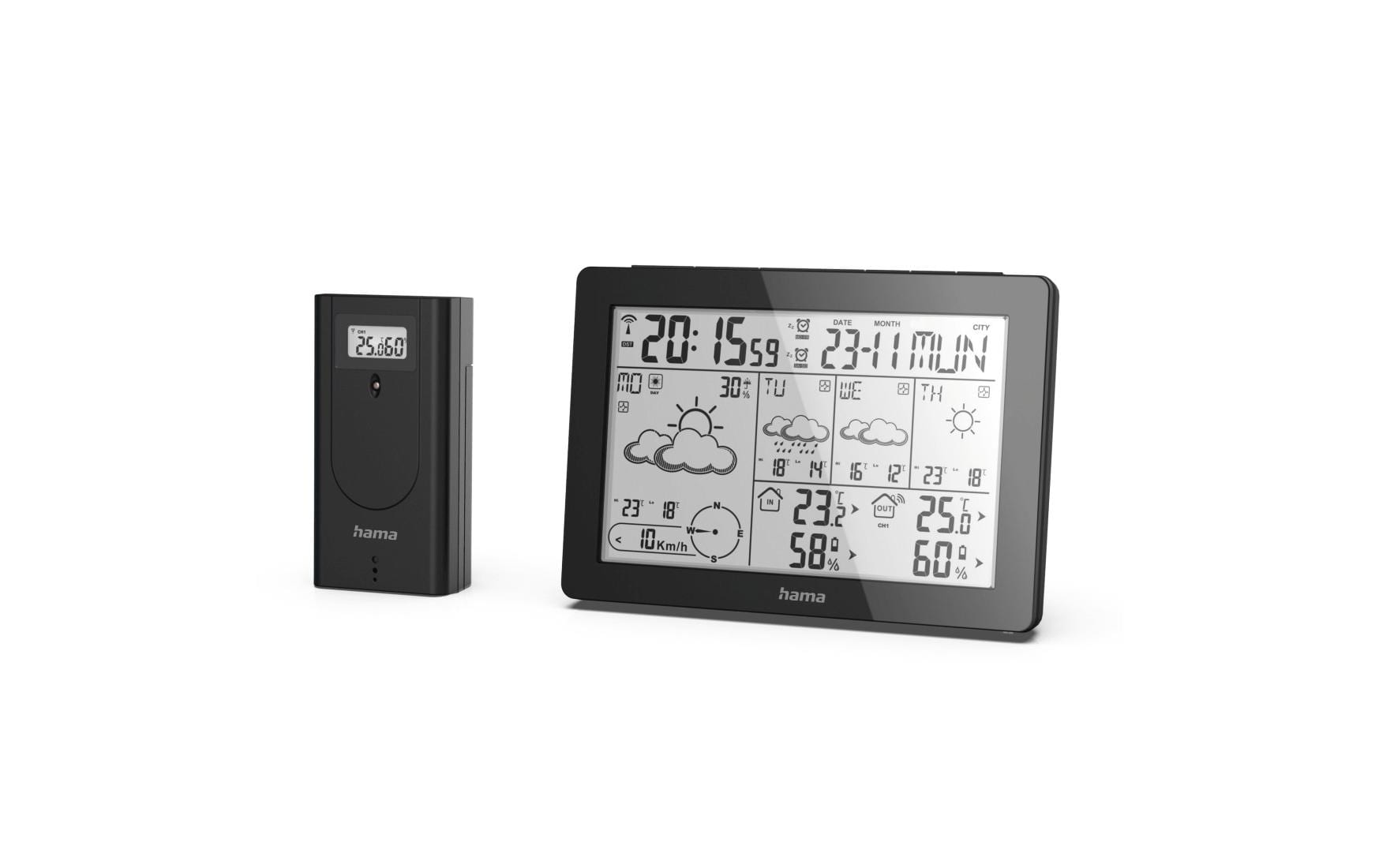 Hama Meteotime Temperatur-/Feuchtesensor – −20–60 °C, 20–95 %, Innen/Aussen