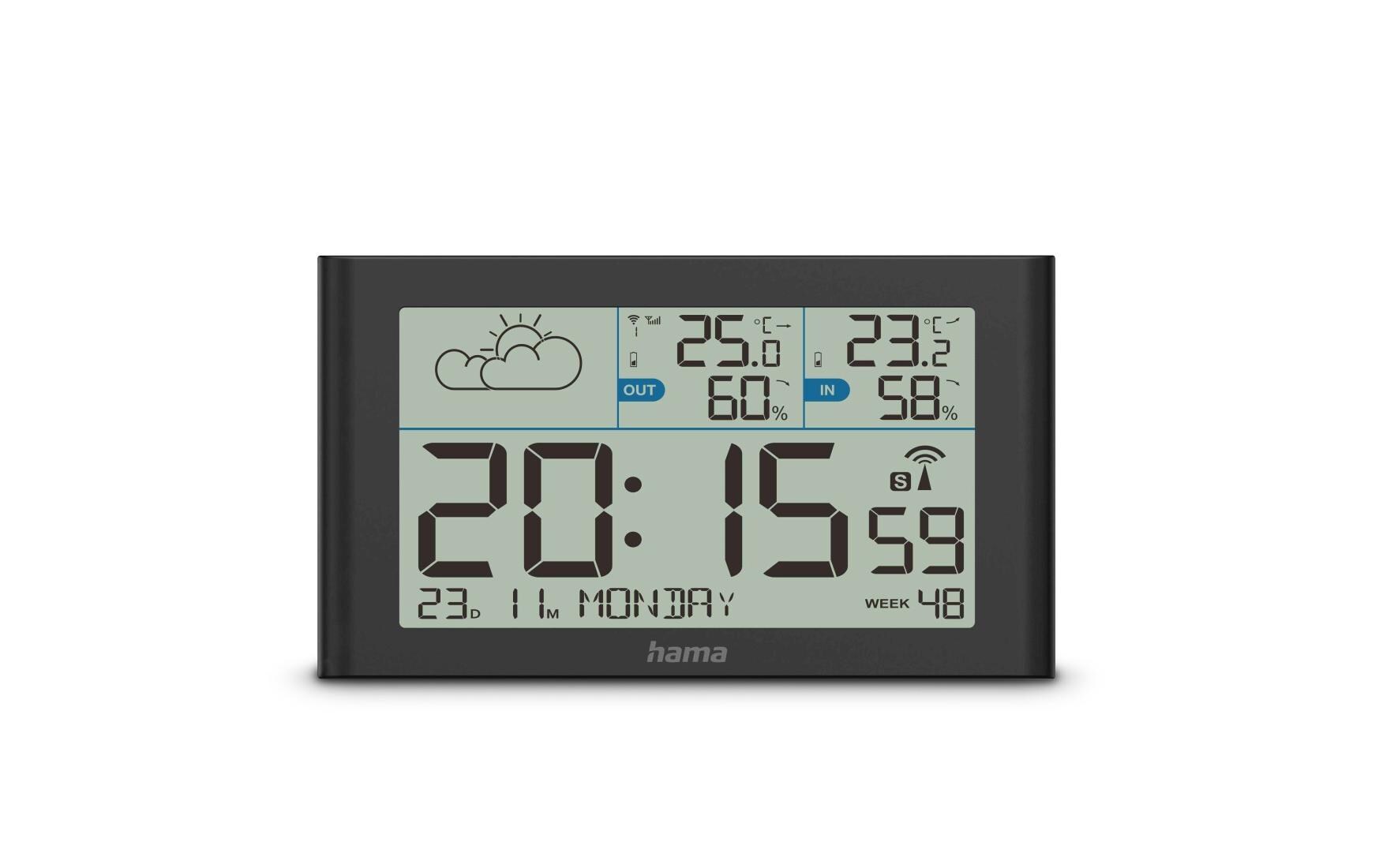 Hama Sylt – Wetterstation, innen/aussen, Hygrometer & Thermometer, inkl. Aussensensor – schwarz
