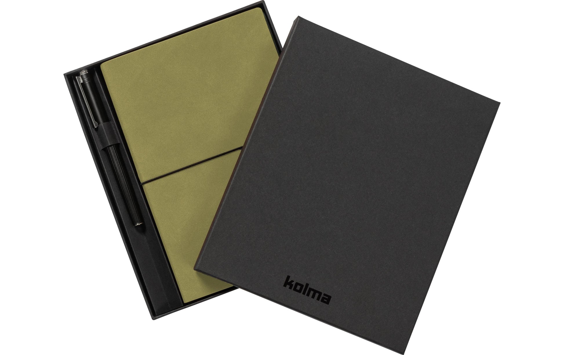 Kolma Notizbuch – A5 – punktiert/blanko – 224 Seiten – 80 g/m² – Hardcover, Gummiband, vegan – schwarz/olive