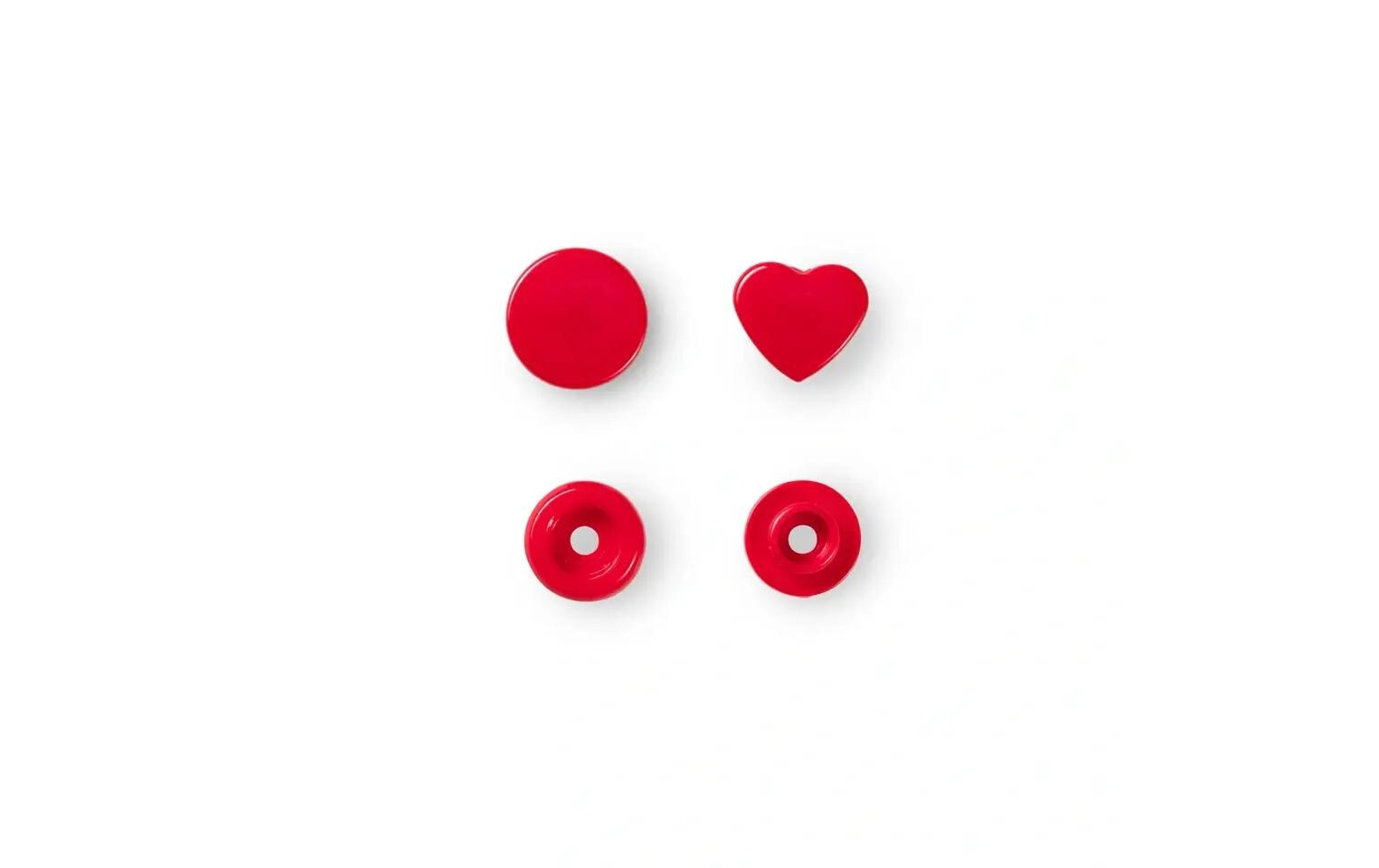Prym Druckknopf-Set Ø 12,4 mm – Herz, Polyoxymethylen, Rot, 30 Stück