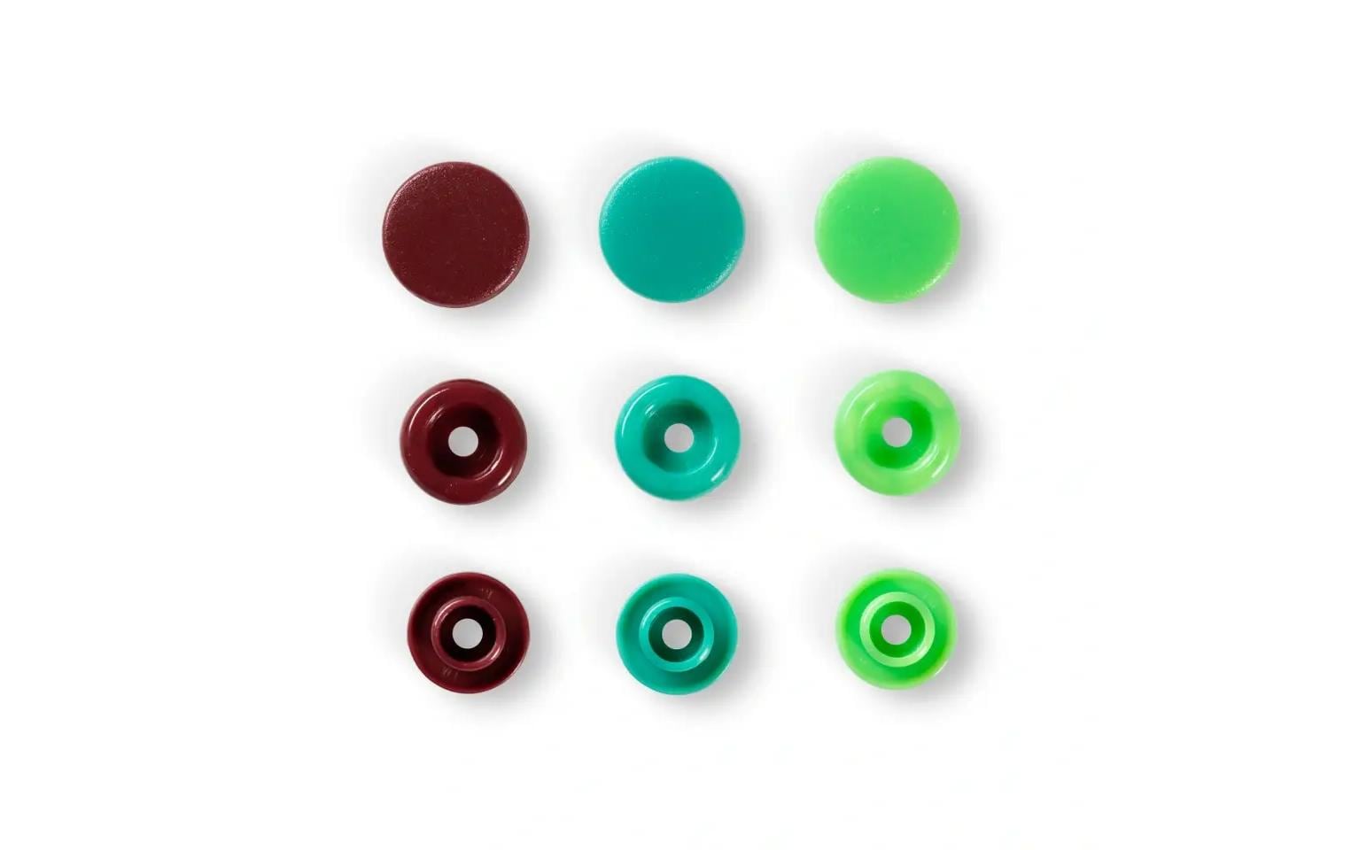 Prym Knöpfe Ø 12,4 mm – Kunststoff, hellgrün, braun, 30 Stück