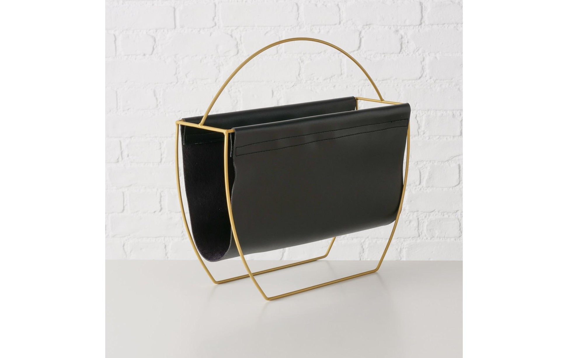 Boltze Rulana Zeitschriftenständer – Metall/Polyurethan – Gold – 400 × 140 × 405 mm