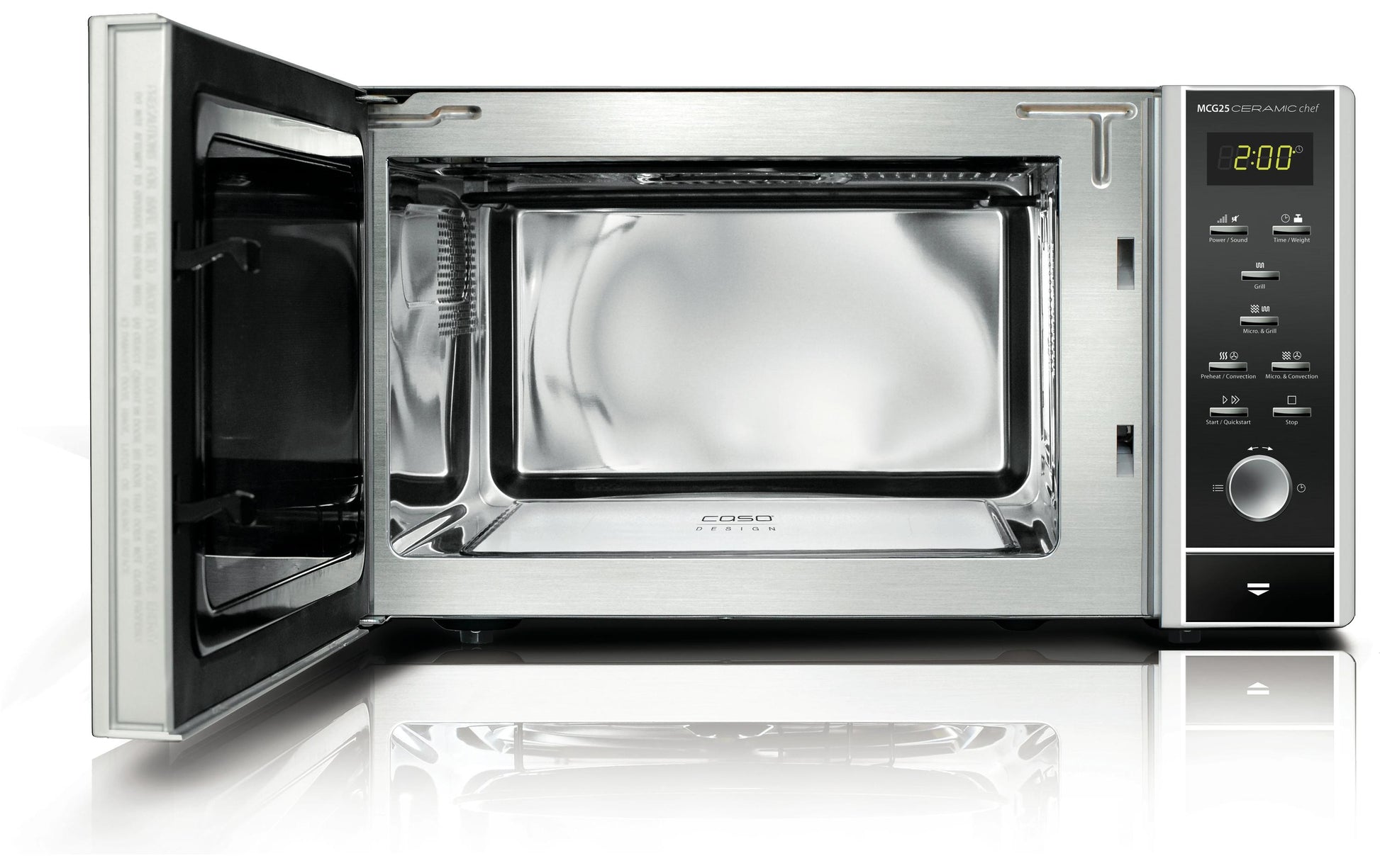 Caso Kombi-Mikrowelle MCG 25 Ceramic Chef – 25 l, Grill & Heissluft, 900 W – Schwarz