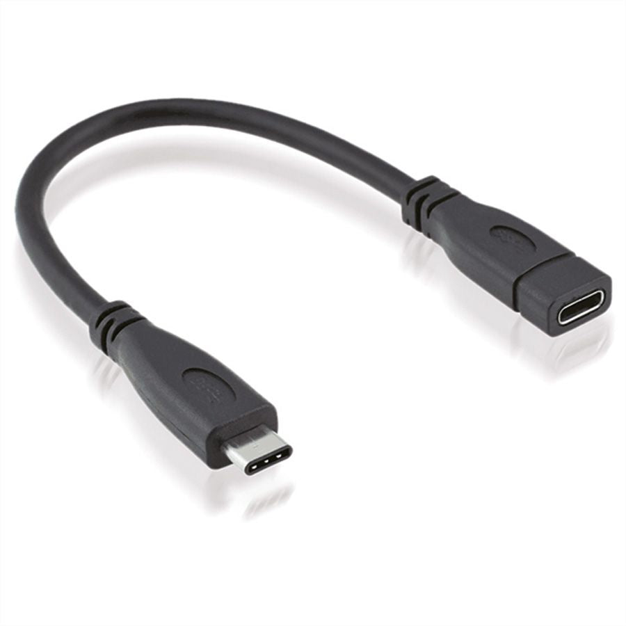 ROLINE USB-C Verlängerungskabel (Stecker auf Buchse) – USB 3.2 Gen 2 (10 Gbit/s) – 0,15 m – PD 100 W