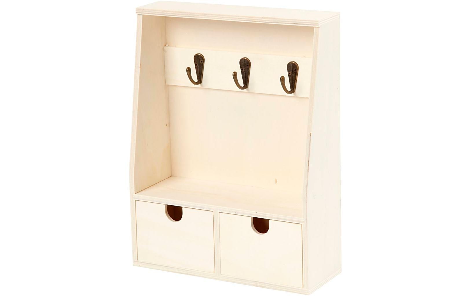 Creativ Company Wandgarderobe mit 3 Haken – Holz – braun – 220 × 285 × 80 mm