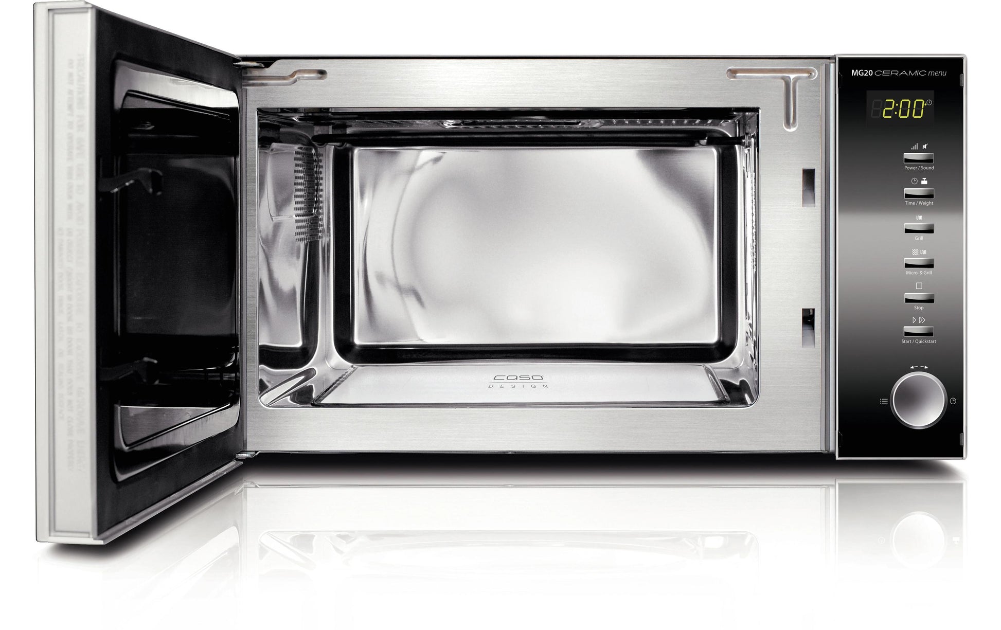 Caso Grill-Mikrowelle MG20 Ceramic Menu – 20 l, Grill, 800 W – Schwarz