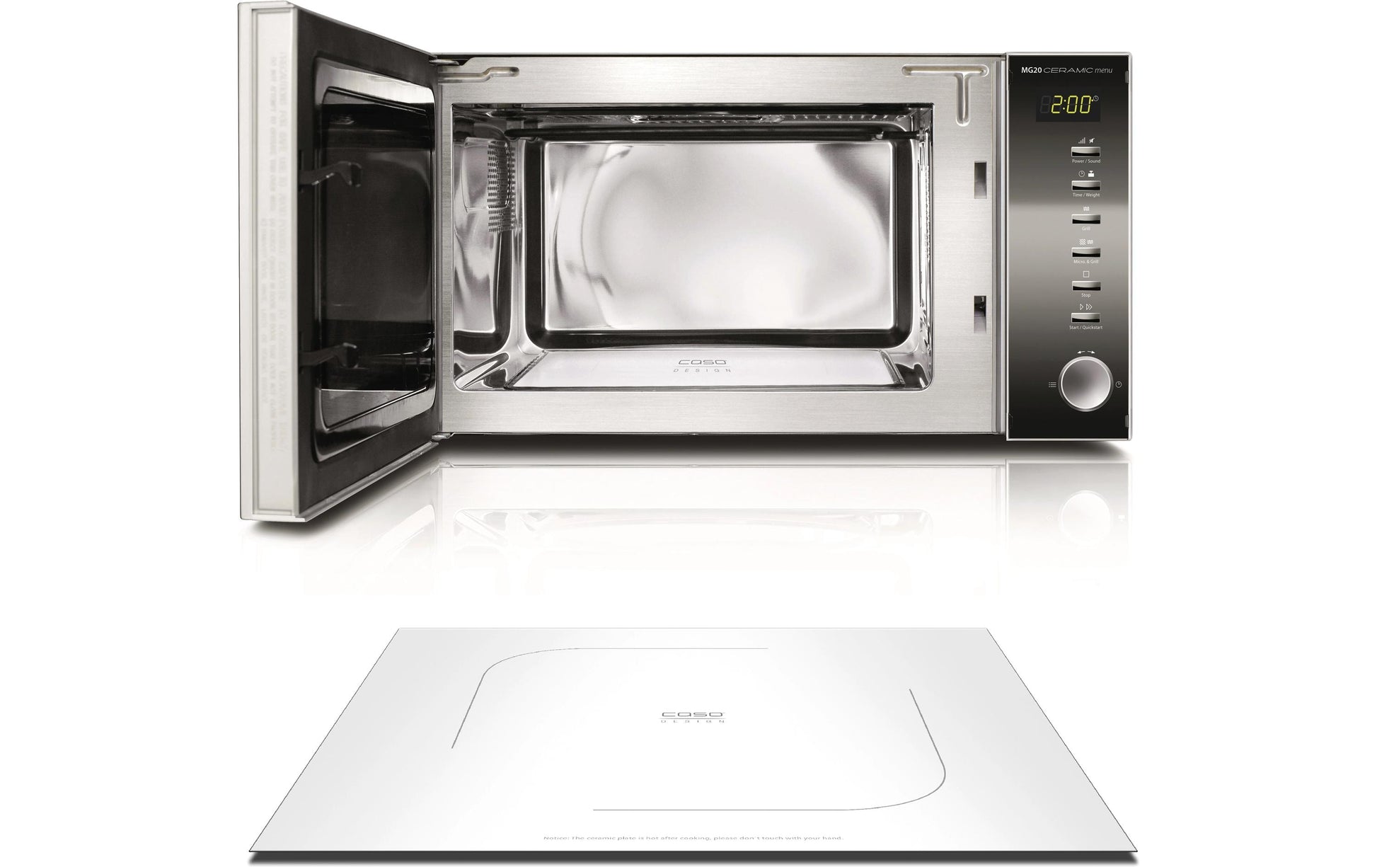 Caso Grill-Mikrowelle MG20 Ceramic Menu – 20 l, Grill, 800 W – Schwarz