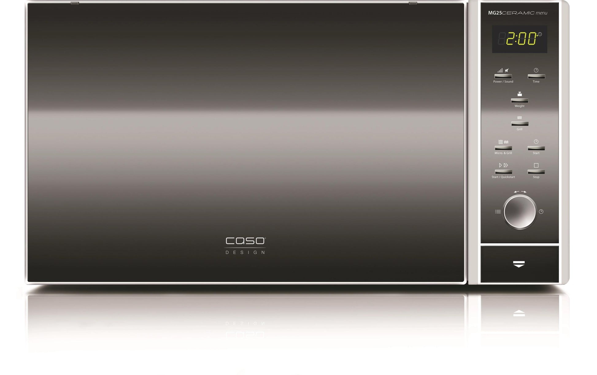 Caso Grill-Mikrowelle MG25 Ceramic Menu – 25 l, Grill, 900 W – Schwarz/Edelstahl