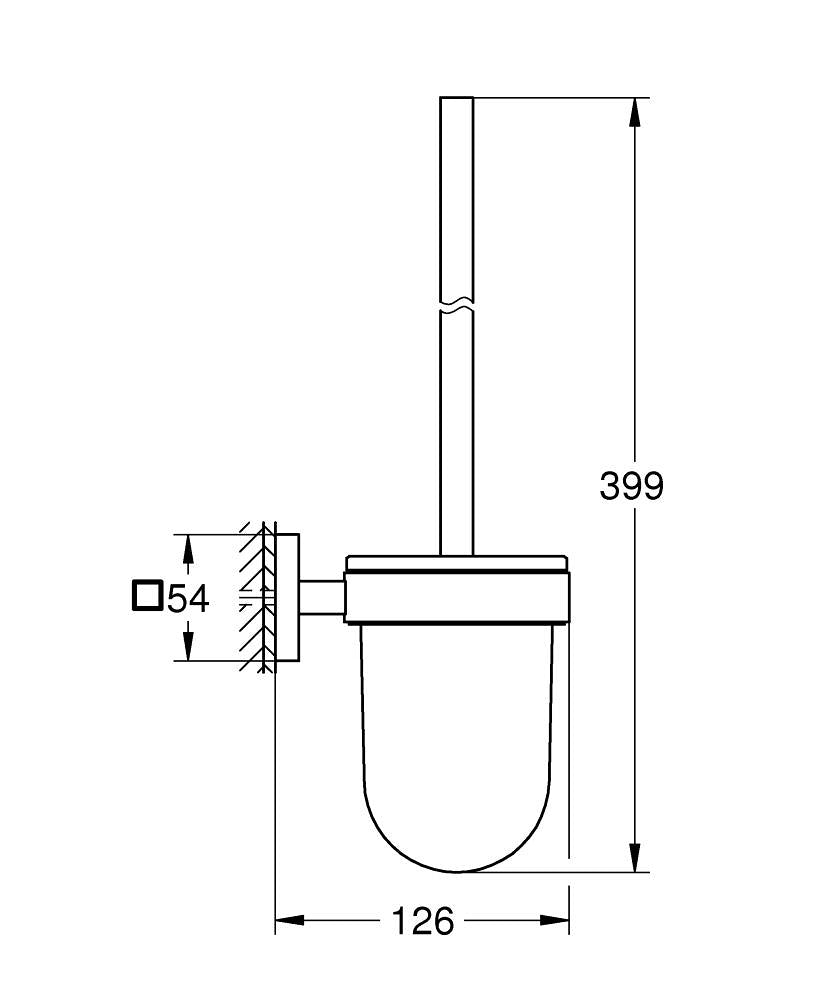 GROHE Start Cube – WC-Bürstenset – Metall matt, schwarz, wandmontiert, H 39,9 cm, Ø 14,5 cm