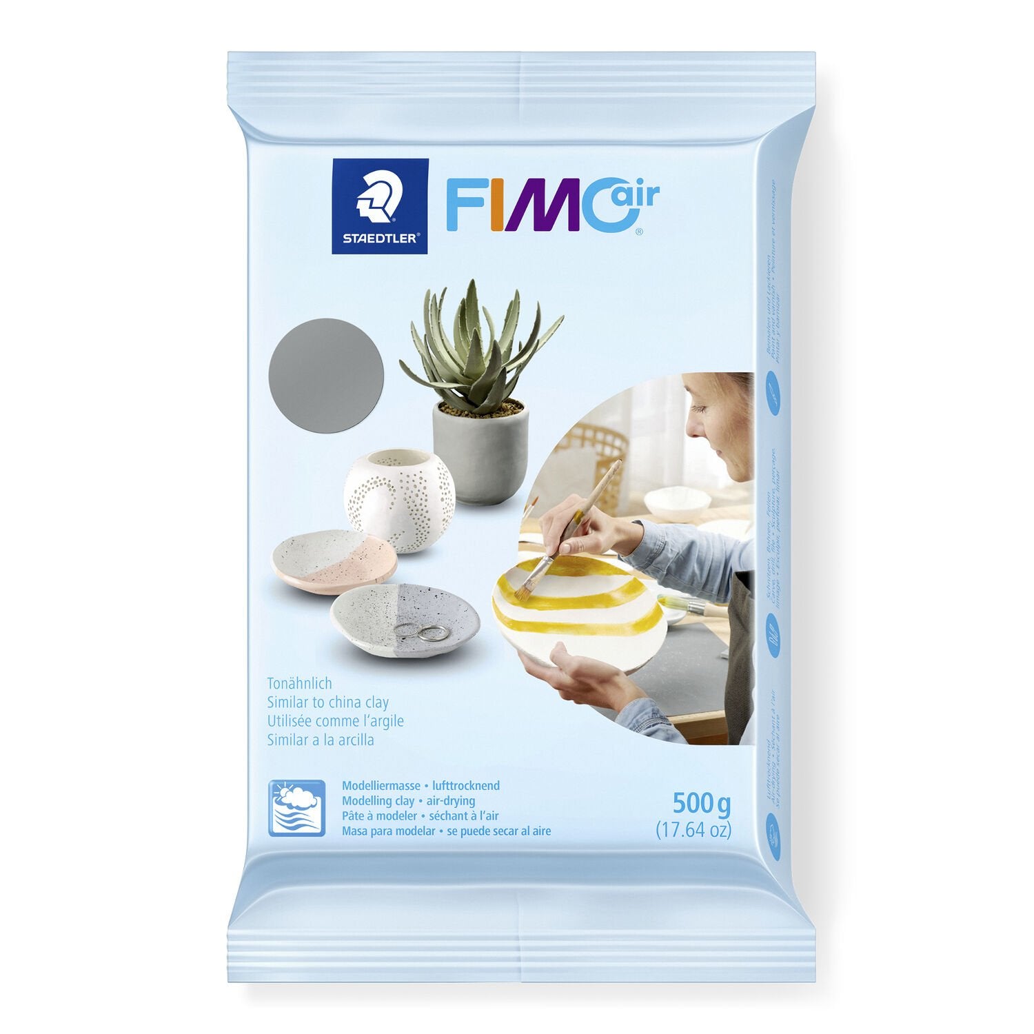 Staedtler Knetmasse, Lufttrocknend, Grau, 500 g, 1 Stk., 8100-80