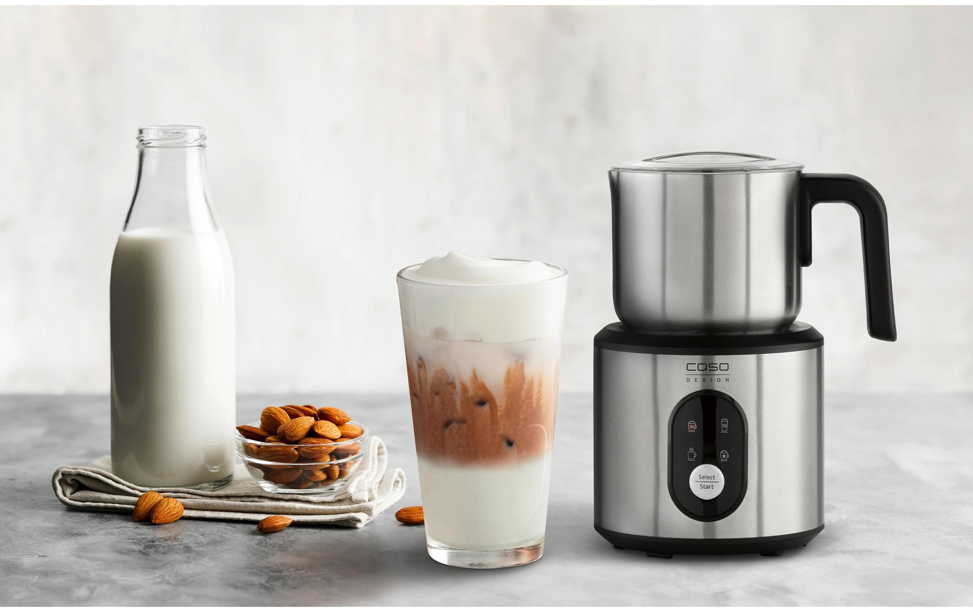 Caso Milchaufschäumer Crema & Choco – 350 ml, 500 W, heiss – silber/edelstahl