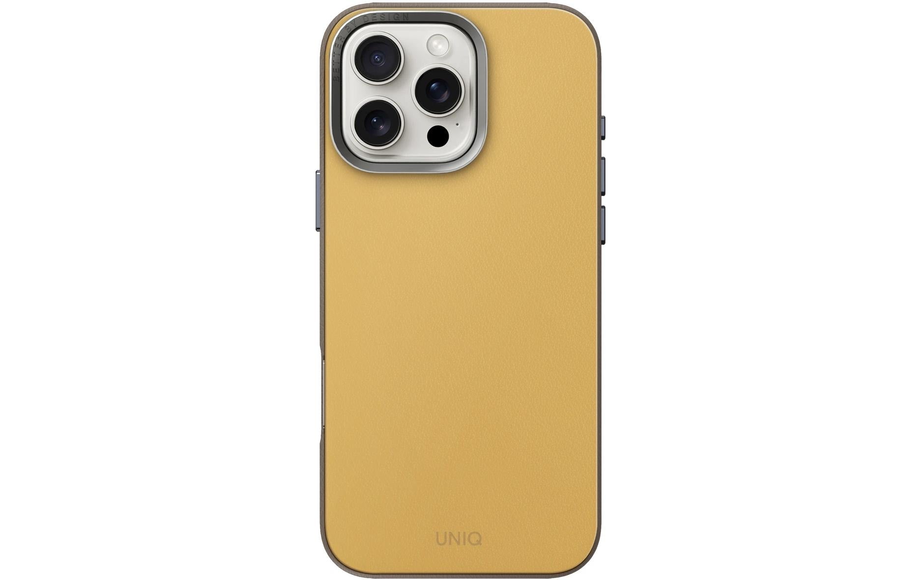 Uniq Backcover Lyden DS – für Apple iPhone 16 Pro – gelb – Kunstleder