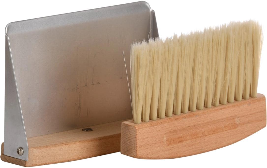 Esschert Design Kehrgarnitur GT183 – 15,8×11,3×4,1 cm, Buche/Stahl/PBT/Wolle, natur, 2-teilig