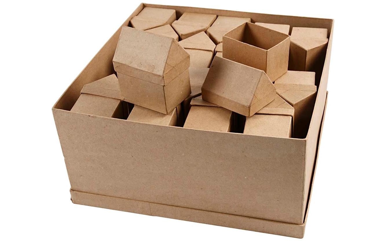 Creativ Company Pappschachteln Häuser – 10,5 × 6 × 8,5 cm – braun – 40 Stk.