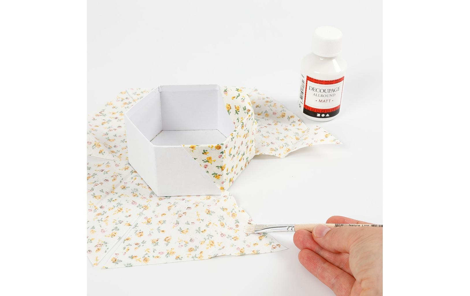 Creativ Company Pappschachtel sechseckig, weiss, 7 cm, Set à 4