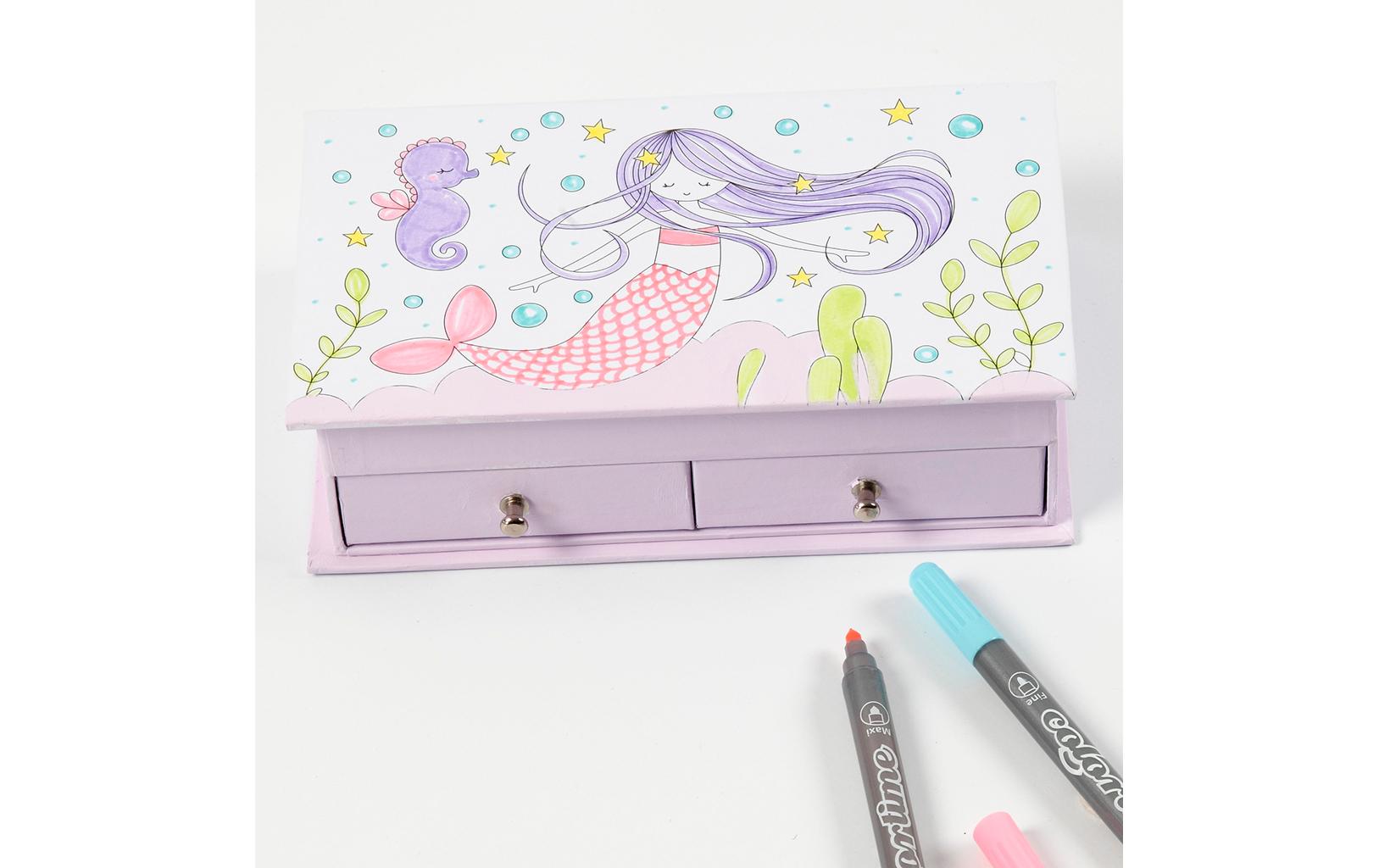 Creativ Company Schmuckkästchen, Karton, Weiss, 18 × 5 × 10,5 cm, Eckig