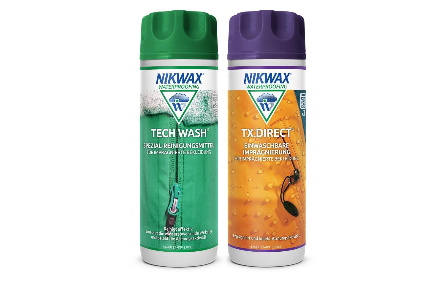 Nikwax Spezialwaschmittel für Kunstfasern Tech Wash + TX.Direct – Duo-Pack 2 × 300 ml (600 ml)
