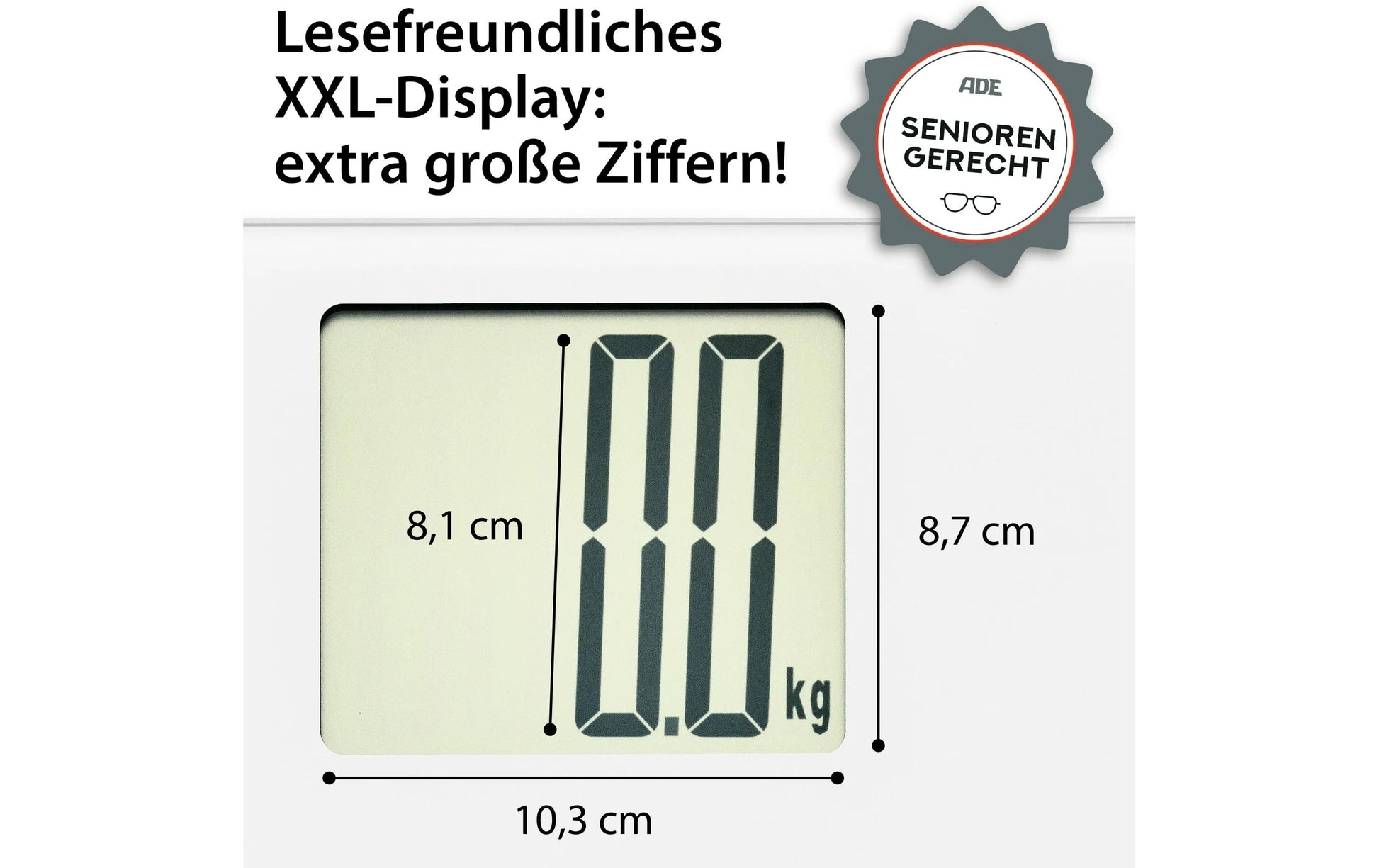 ADE Paketwaage Katharina BE1723-1 – Tragkraft 200 kg, Teilung 100 g, Wiegefläche 30 × 30 cm, Batterie