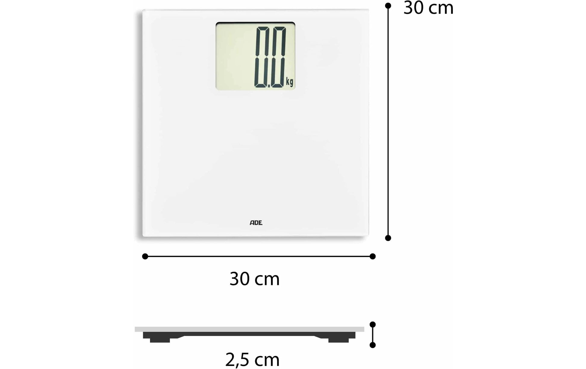 ADE Paketwaage Katharina BE1723-1 – Tragkraft 200 kg, Teilung 100 g, Wiegefläche 30 × 30 cm, Batterie