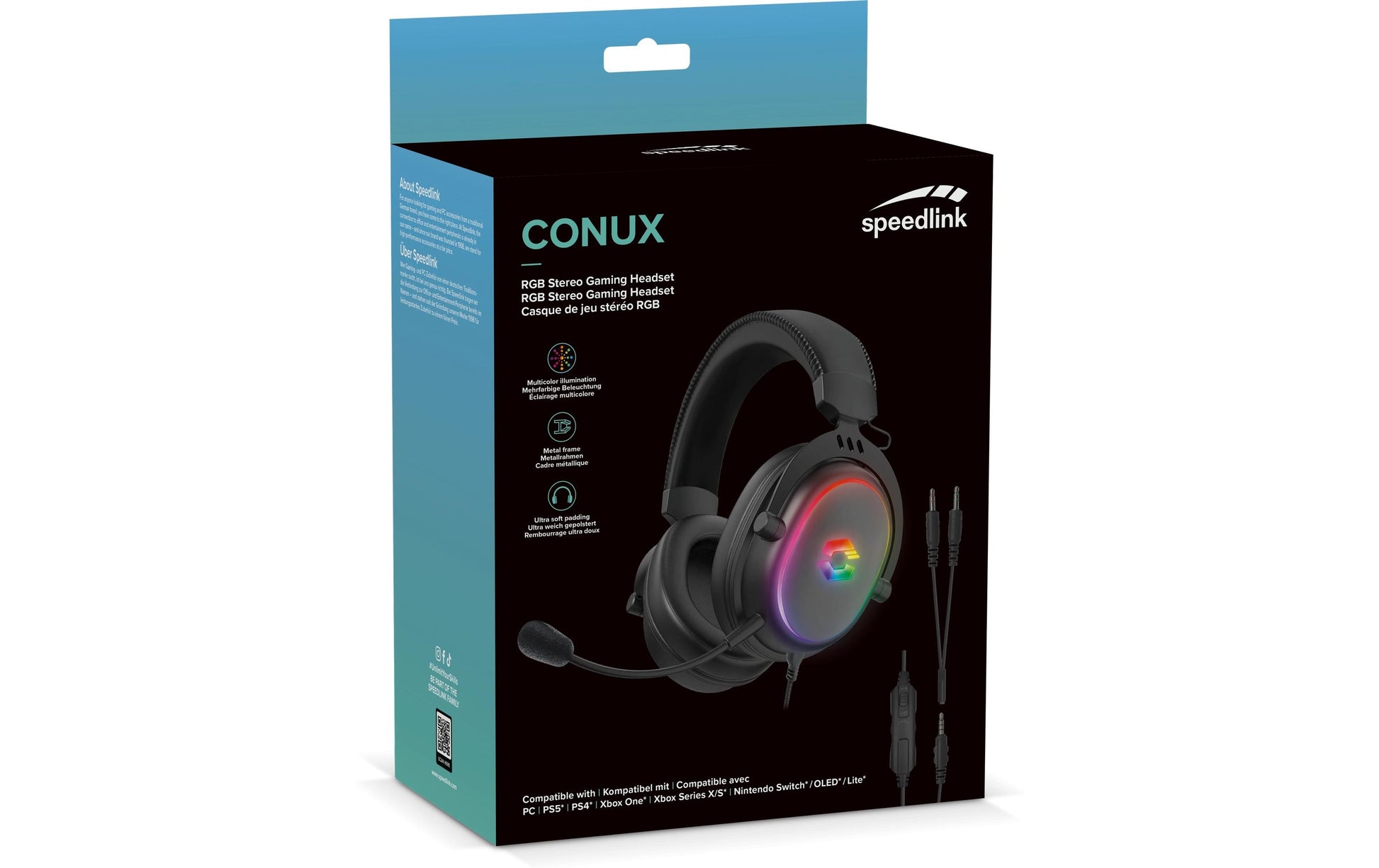 SPEEDLINK Conux Gaming-Headset – Over-Ear, Stereo, Verkabelt, 3,5 mm Klinke, USB-A, für Nintendo Switch, Schwarz