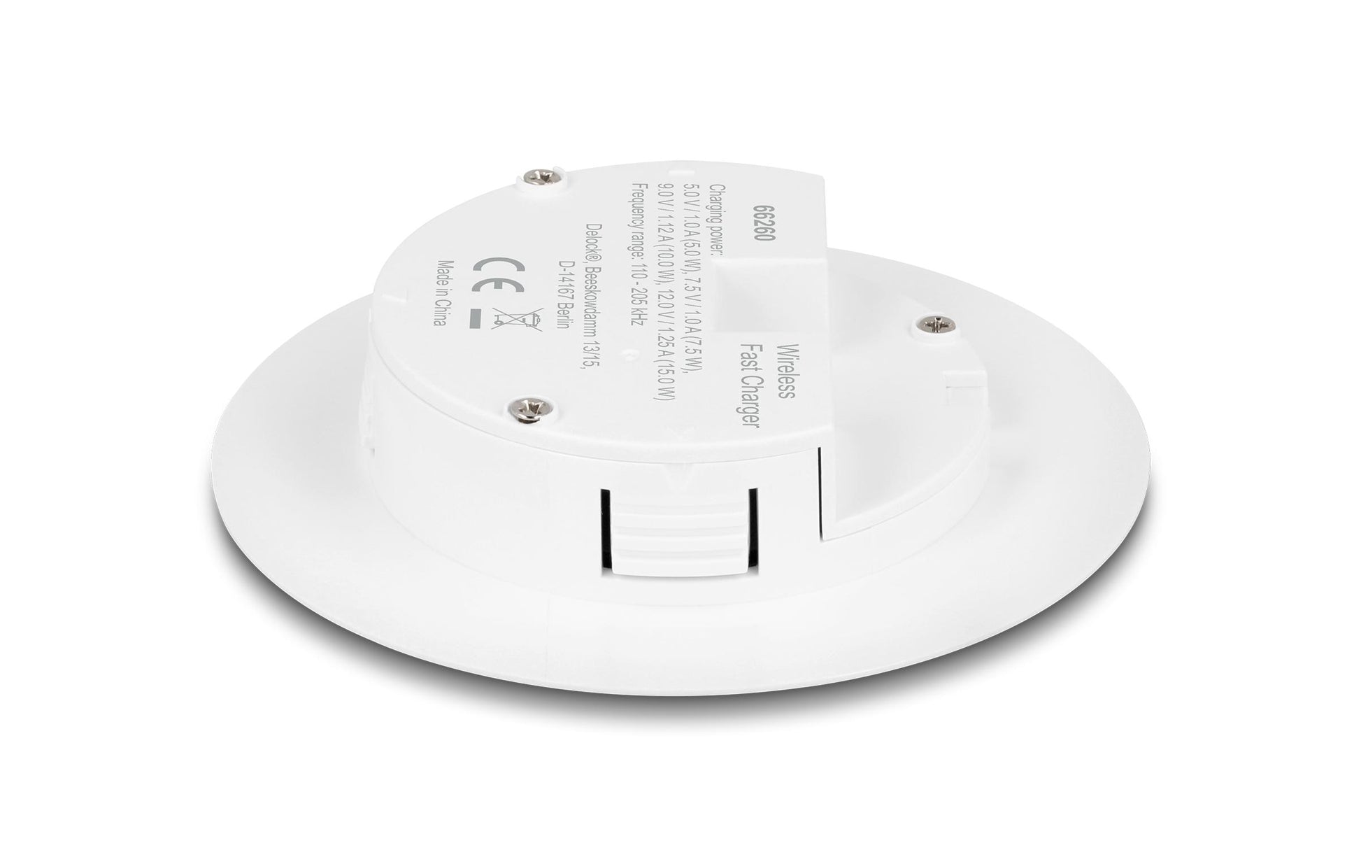 Delock 66260 Kabelloses Ladegerät 15 W – Qi – Tischeinbau – USB-C×1 – für Smartphone – Weiss