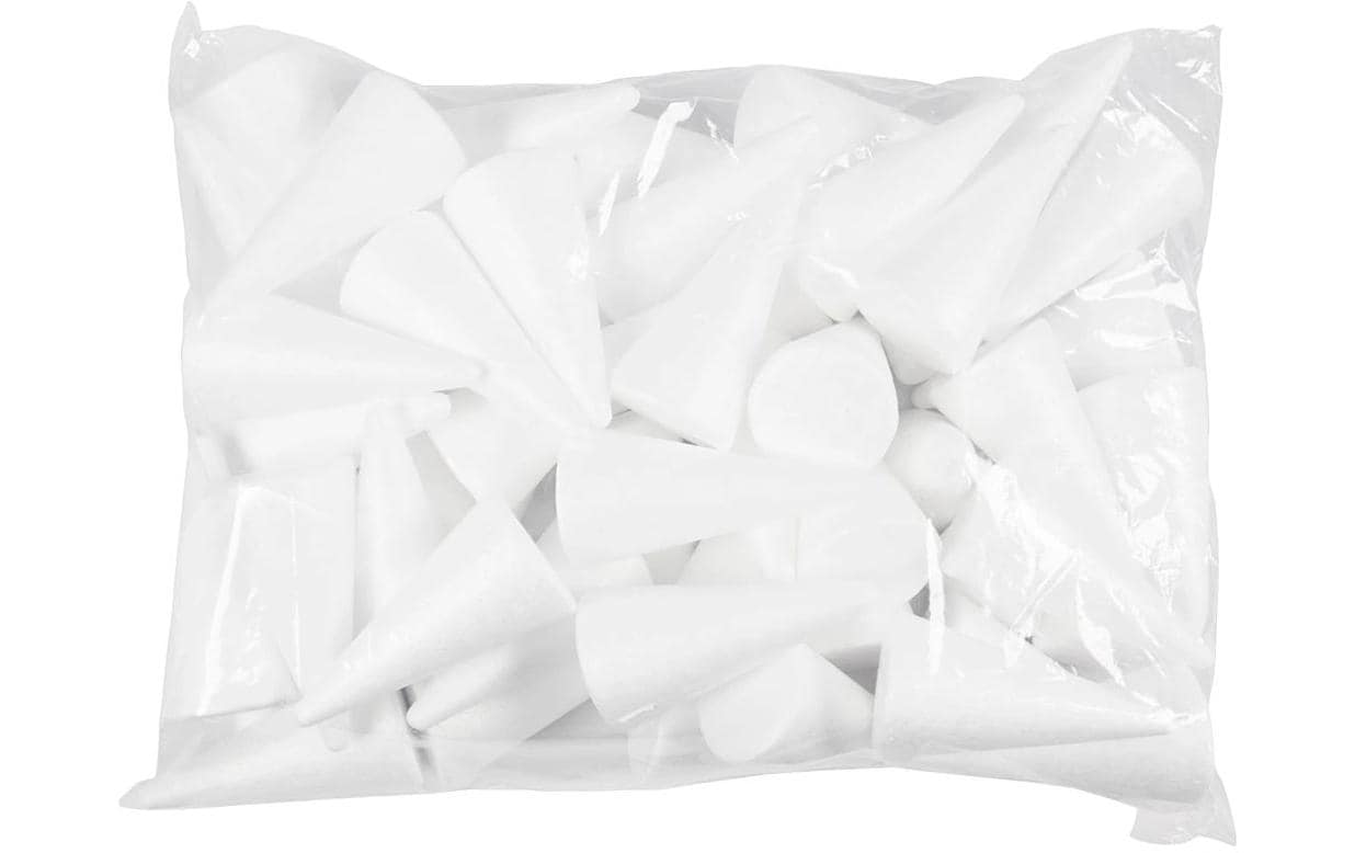 Creativ Company Kegel, Styropor, Weiss, Ø 5,5 cm × 11 cm, 50 Stk.