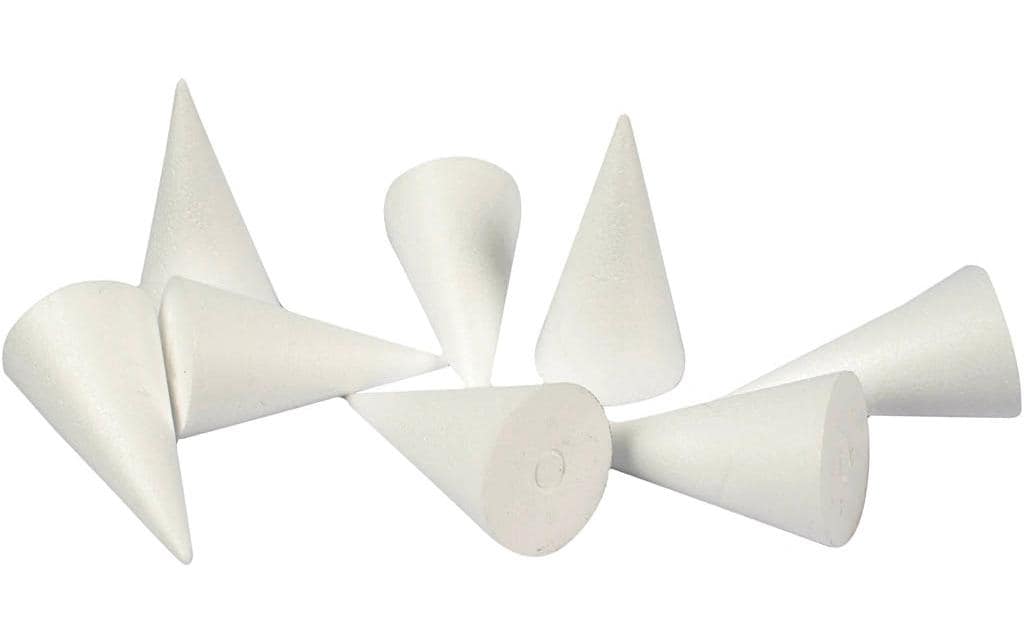 Creativ Company Kegel, Styropor, Weiss, Ø 5,5 cm × 11 cm, 50 Stk.