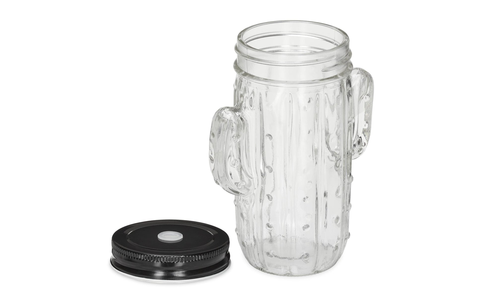 Relaxdays Trinkkrug – 8er Set, 500 ml, 11,0 × 7,0 × 14,5 cm, Glas, Schwarz/Transparent, mit Halm
