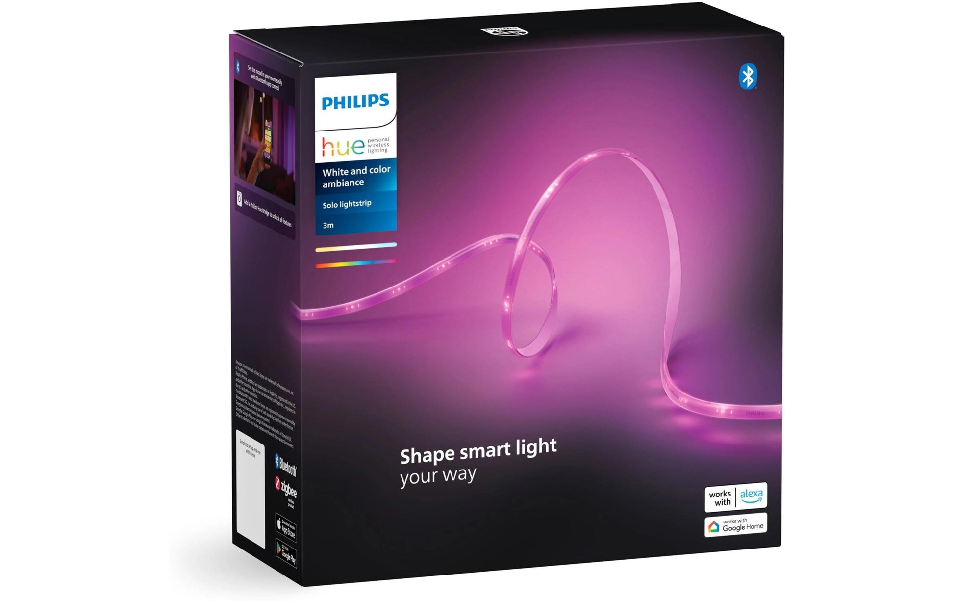 Philips by Signify Philips Hue LED-Stripe Lightstrips Essential – 3 m, 1700 lm, 20 W, RGB, dimmbar, Zigbee/BT, für Philips Hue, weiss