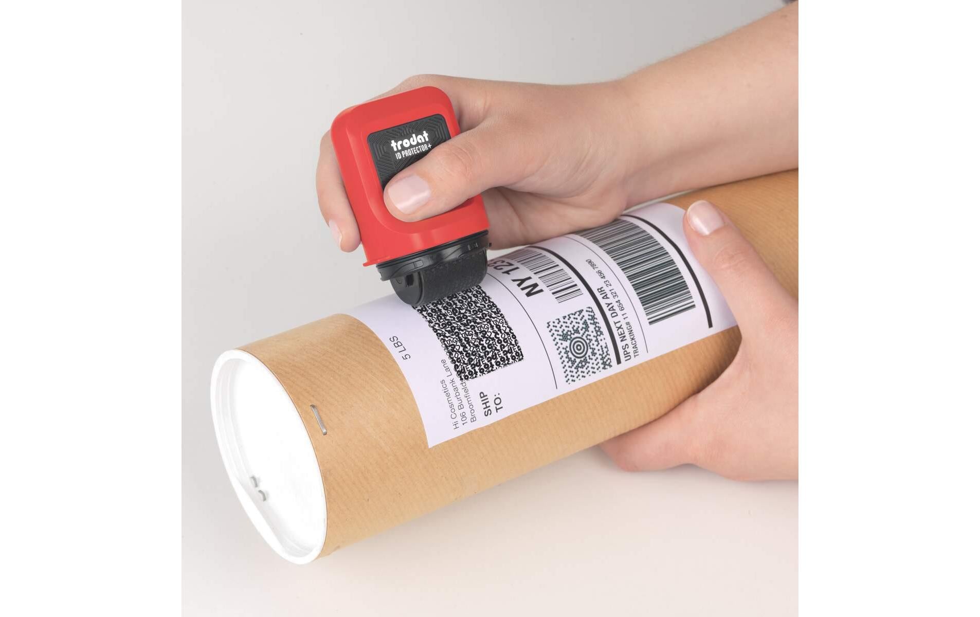 Trodat Adressschutz-Roller ID Protector – inkl. 3 Nachfülltinten (Schwarz, Feuerrot)