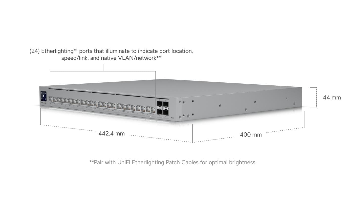 Ubiquiti UniFi Pro – Managed Switch – 22×2.5G, 2×10G RJ45, 4×SFP+, L2/L3, PoE++ 600 W, 19" Rack, 1U