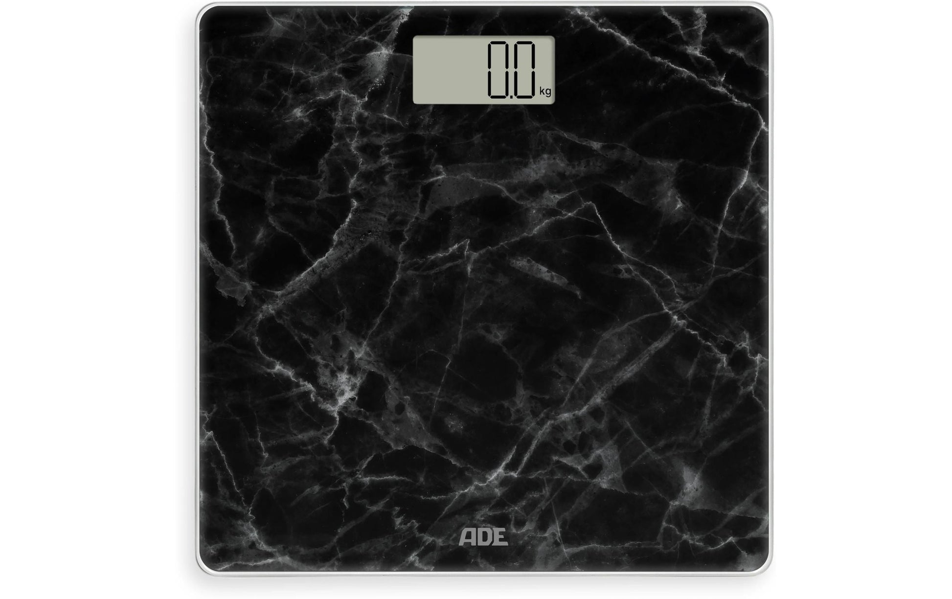 ADE Paketwaage Amina Marmor – Tragkraft 180 kg, Teilung 100 g, Wiegefläche 30 × 30 cm, Batterie, Glas