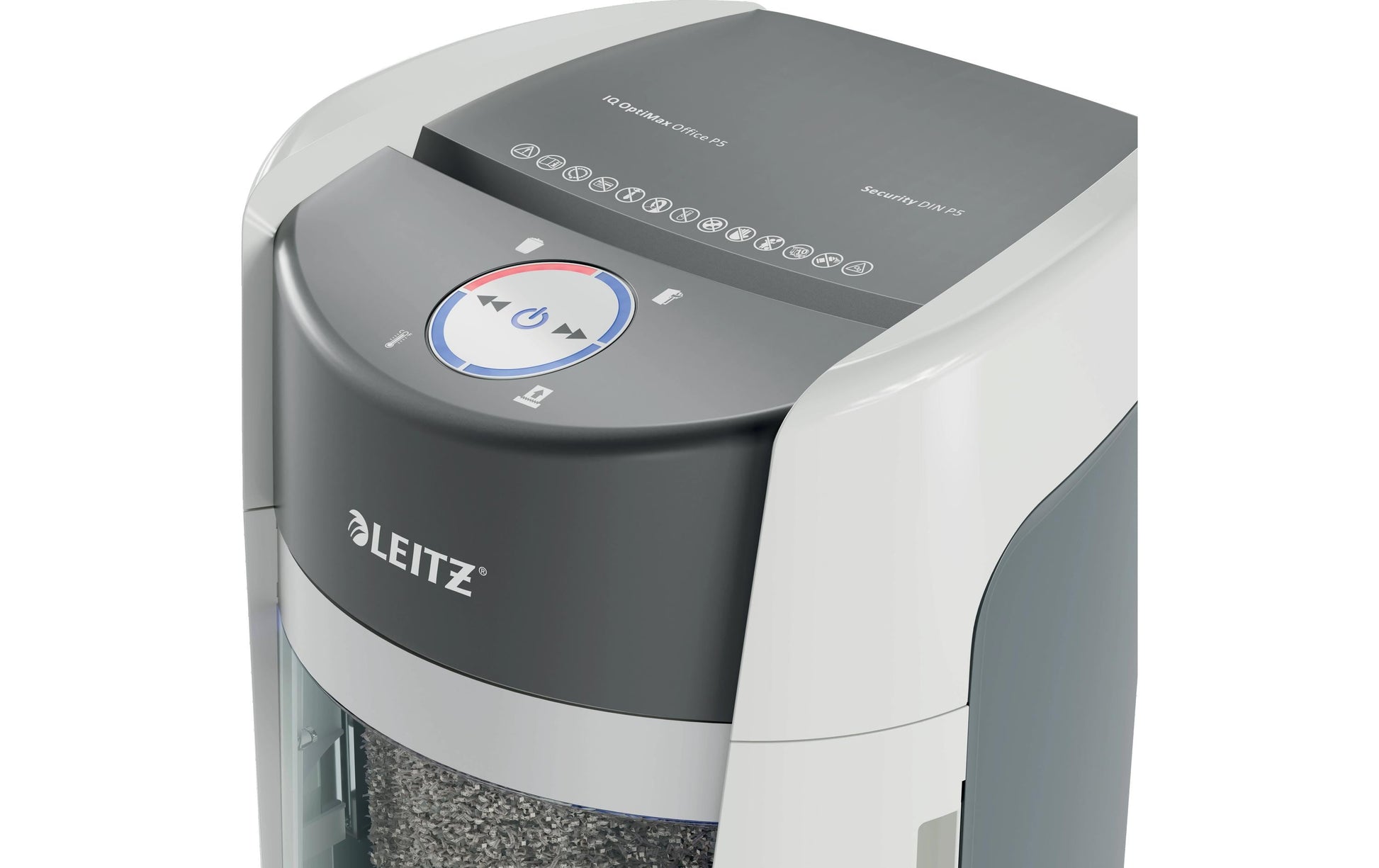Leitz bürogeräte Leitz IQ OptiMax Office – Aktenvernichter, DIN P-5, Mikroschnitt 2 × 15 mm, 10 Blatt, 35 l, mit Autofeed