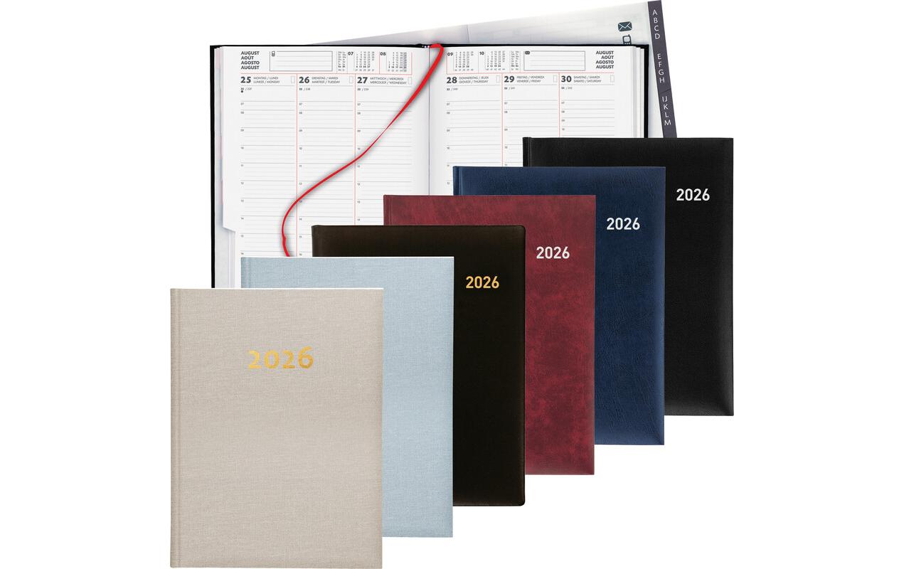 Biella Orario Geschäftsagenda – 1 Woche/2 Seiten, gebunden, 17,5 × 23,5 cm, 2026, Weinrot, FSC