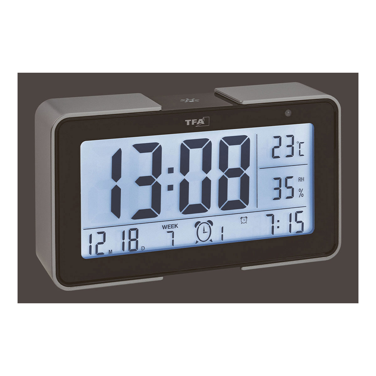 TFA-Dostmann TFA Dostmann Melody Digitalwecker – Funk, Thermometer, USB, 13,4 × 7,8 × 3,6 cm, silber, Kunststoff